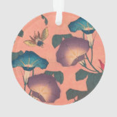 Pink Bee Flower Classic Hokusai Art Ornament (achterkant)