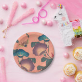 Pink Bee Flower Classic Hokusai Art Papieren Bordje (Feest)