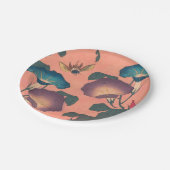Pink Bee Flower Classic Hokusai Art Papieren Bordje (Gekanteld)