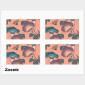Pink Bee Flower Classic Hokusai Art Rechthoekige Sticker (Vel)