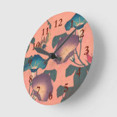 Pink Bee Flower Classic Hokusai Art Ronde Klok (Hoek)