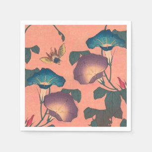 Pink Bee Flower Classic Hokusai Art Servet