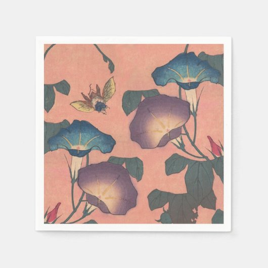 Pink Bee Flower Classic Hokusai Art Servet (Voorkant)