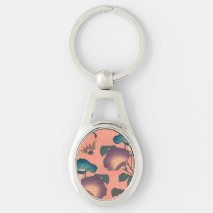 Pink Bee Flower Classic Hokusai Art Sleutelhanger