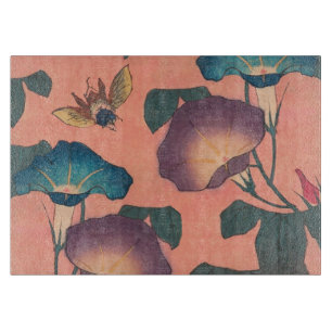 Pink Bee Flower Classic Hokusai Art Snijplank