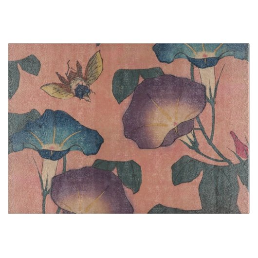 Pink Bee Flower Classic Hokusai Art Snijplank (Voorkant)