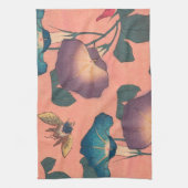 Pink Bee Flower Classic Hokusai Art Theedoek (Verticaal)