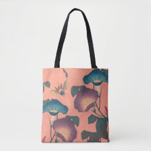 Pink Bee Flower Classic Hokusai Art Tote Bag