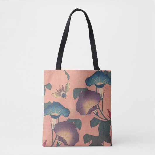 Pink Bee Flower Classic Hokusai Art Tote Bag (Voorkant)