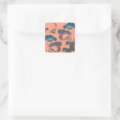 Pink Bee Flower Classic Hokusai Art Vierkante Sticker (Tas)