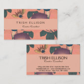 Pink Bee Flower Classic Hokusai Art Visitekaartje (Voorkant / Achterkant)