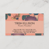 Pink Bee Flower Classic Hokusai Art Visitekaartje (Achterkant)