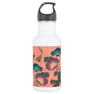 Pink Bee Flower Classic Hokusai Art Waterfles