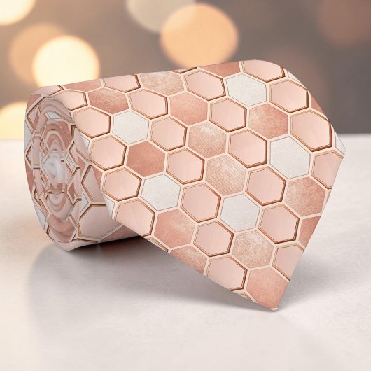 Pink Bee Hive Pattern Custom Necktie Stropdas