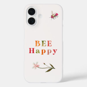 Pink Bee Inspirerend Quote Flower Boho iPhone 16 Hoesje