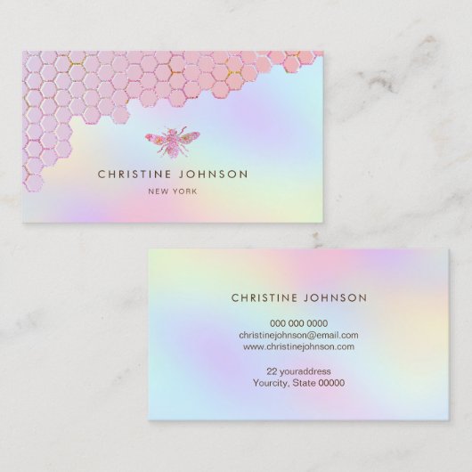 pink bee-logo visitekaartje (Voorkant / Achterkant)