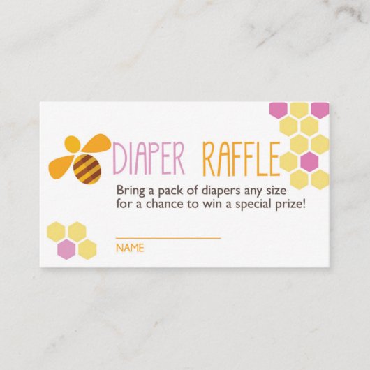 Pink Bee Luier Raffle Ticket Informatiekaartje (Voorkant)