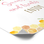 Pink Bee Sunflower Sweet Treats Verjaardagsteken Poster (Hoek)