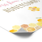 Pink Bee Sunflower Verjaardag Raad hoeveel spel Poster (Hoek)