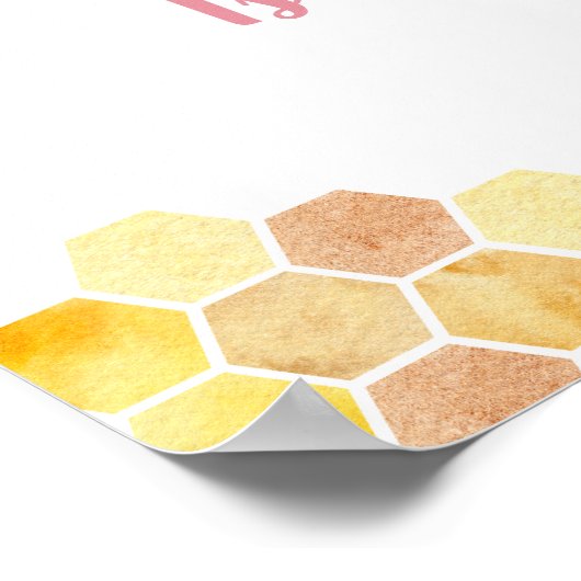 Pink Bee Sunflower Verjaardag Welkom Poster (Hoek)