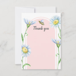 Pink Bee with Daisies Thank You Cards Bedankkaart