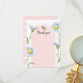 Pink Bee with Daisies Thank You Cards Bedankkaart