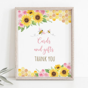 Pink Bee Zonnebloem Verjaardagscadeau Teken Poster