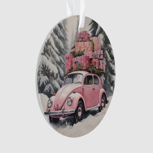 Pink Beetle Holiday Ornament (voorkant)