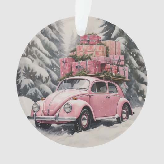 Pink Beetle Holiday Ornament (voorkant)