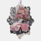 Pink Beetle Holiday Ornament & Gift Label Kaart (Links)