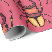 Pink Beetle Insect Lover Art Cadeaupapier (Rol Hoek)