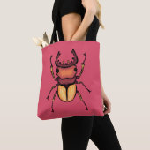 Pink Beetle Insect Lover Art Tote Bag (Dichtbij)