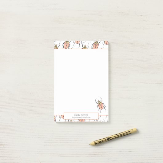 Pink Beetles Notitieblok met contactgegevens Post-it® Notes (Op bureau)