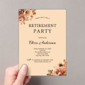 Pink Beige Floral Elegant Modern Retirement Party Acryl Uitnodigingen (Insitu (Draagbaar))