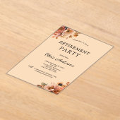 Pink Beige Floral Elegant Modern Retirement Party Acryl Uitnodigingen (Laagn)