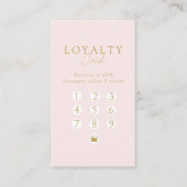 Pink & Beige-Gold  Minimal Salon QR Code Loyalty Visitekaartje (Voorkant)