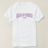 Pink + Beige Stripe Navy MAID OF HONOR  T-shirt (Design voorkant)