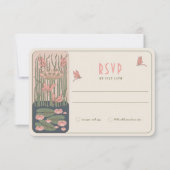 Pink Belle Époque Dragonfly Love Art Nouveau RSVP Kaart (Voorkant)