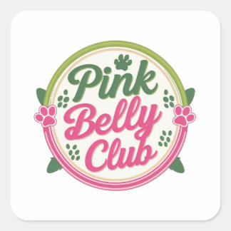 Pink Belly Club Logo Square Sticker Label