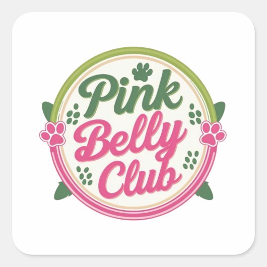 Pink Belly Club Logo Square Sticker Label (Voorkant)