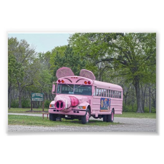 Pink Ben Wheeler, Texas, Hogfest Bus Foto Afdruk (Voorkant)