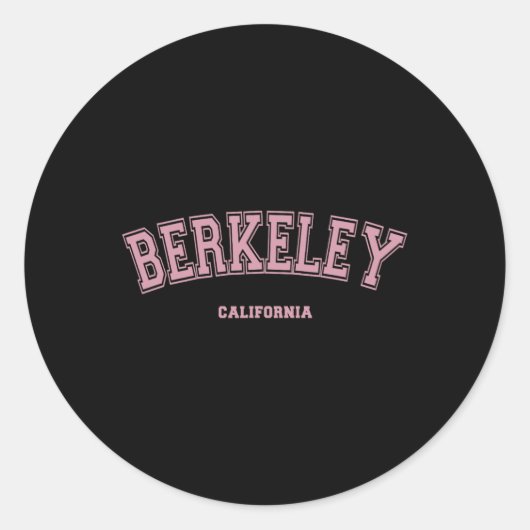 Pink Berkeley California Ca Varsity Style On Berke Ronde Sticker (Voorkant)