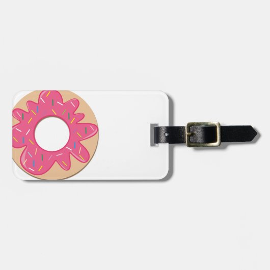 Pink Berry Sprinkle Donut Bagagelabel (Voorkant horizontaal)