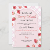 Pink Berry Sweet Baby shower Aardbei Kaart (Voorkant)