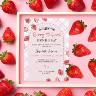 Pink Berry Sweet Baby shower Aardbei Kaart