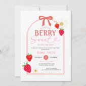 Pink Berry Sweet Baby shower Invitation Kaart (Voorkant)