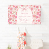 Pink Berry Sweet Bow Baby shower Welkom Banner (Insitu)