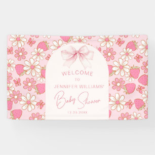 Pink Berry Sweet Bow Baby shower Welkom Banner