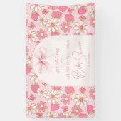 Pink Berry Sweet Bow Baby shower Welkom Banner (Verticaal)