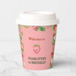 Pink Berry Sweet Girls eerste verjaardag welkom Papieren Bekers